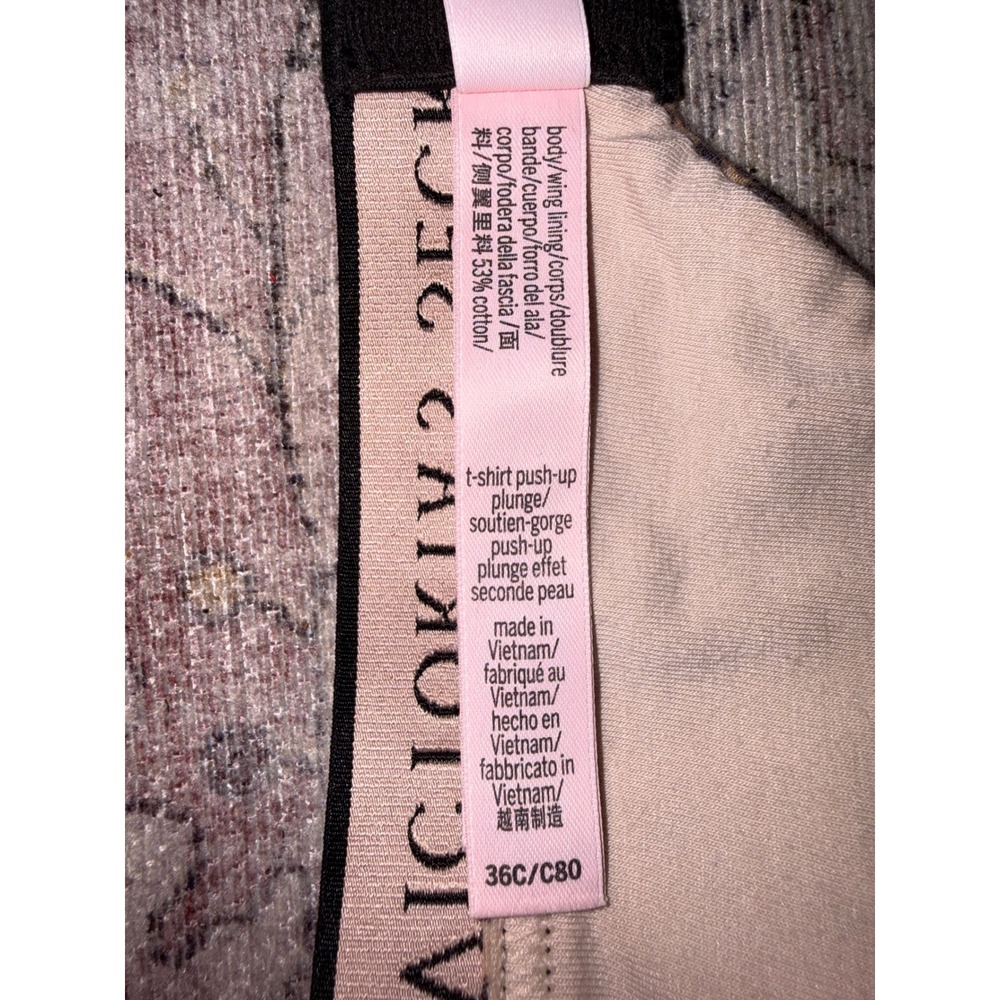Victoria's Secret Leopard Print T-Shirt Push-Up Plunge Bra Logo Straps 36C - Picture 4 of 4